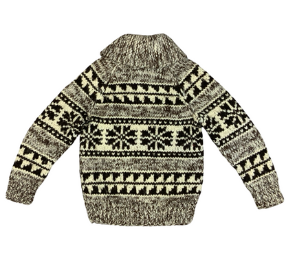 Vtg Wool Handknit Traditional Native Canadian Cowichan Cardigan Salish Indian XS