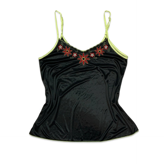 Vintage Black Green & Red Floral Top 10 12