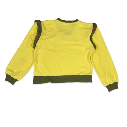 80s Yellow & Khaki Green Puma Jumper 12 14