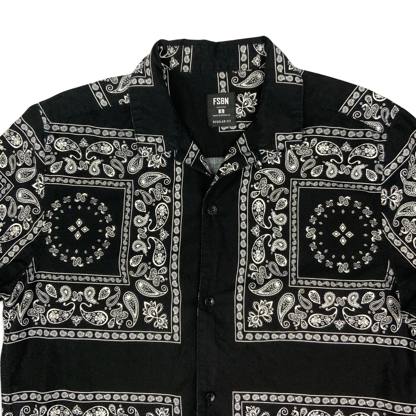 Y2K Black & White Paisley Shirt S