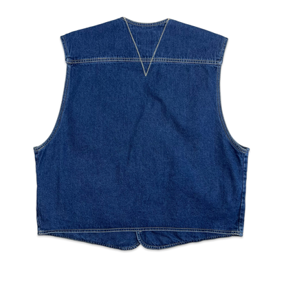 Vintage 90s Blue Denim Utility Vest L