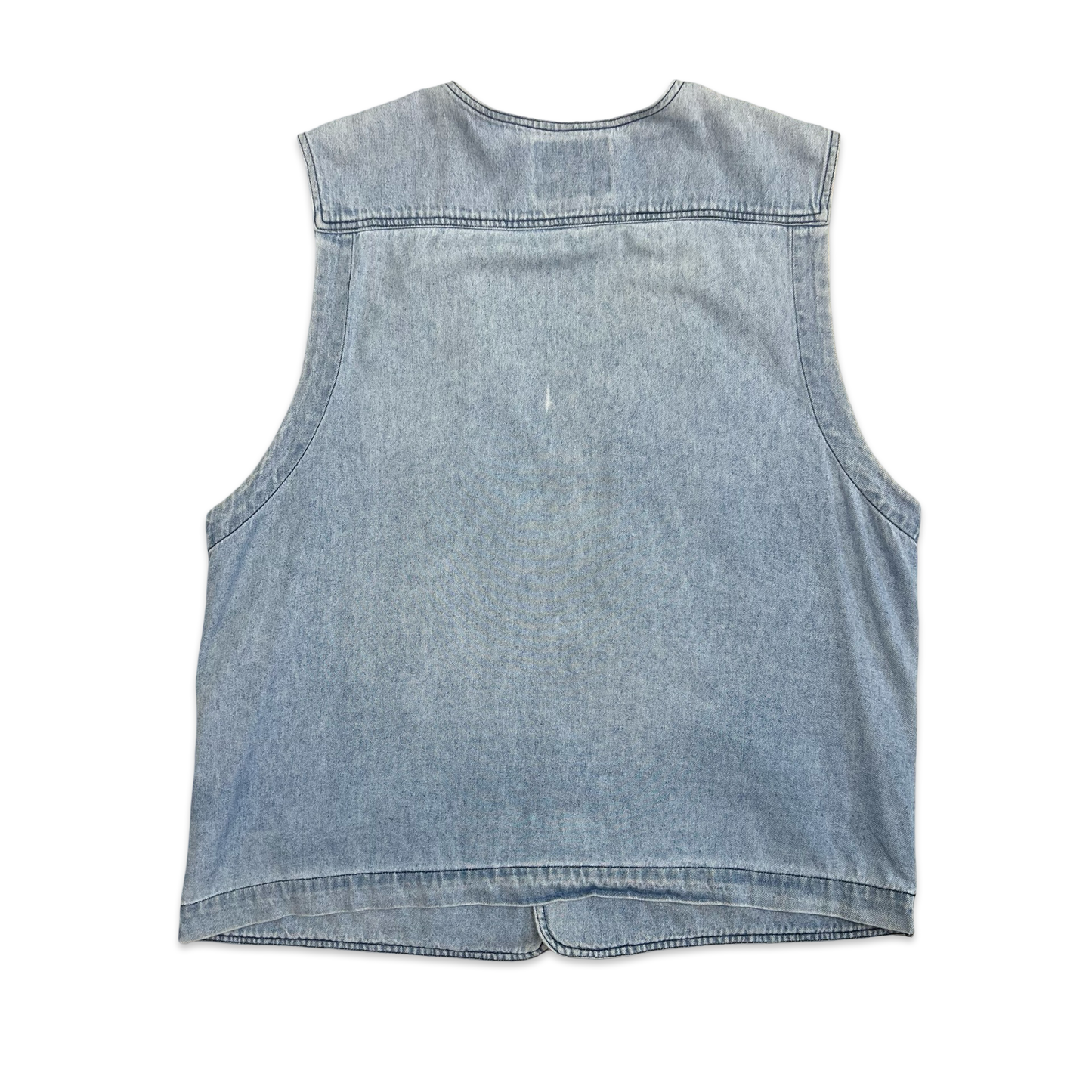 Vintage 90s Light Blue Denim Utility Vest L