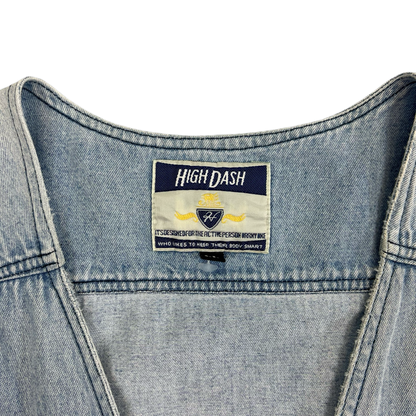 Vintage 90s Light Blue Denim Utility Vest L