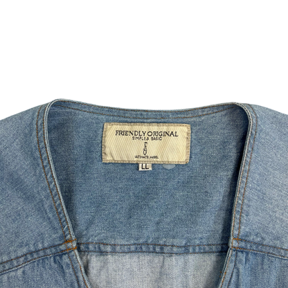 Vintage Blue Denim Utility Vest S