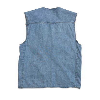 Vintage Blue Denim Utility Vest S