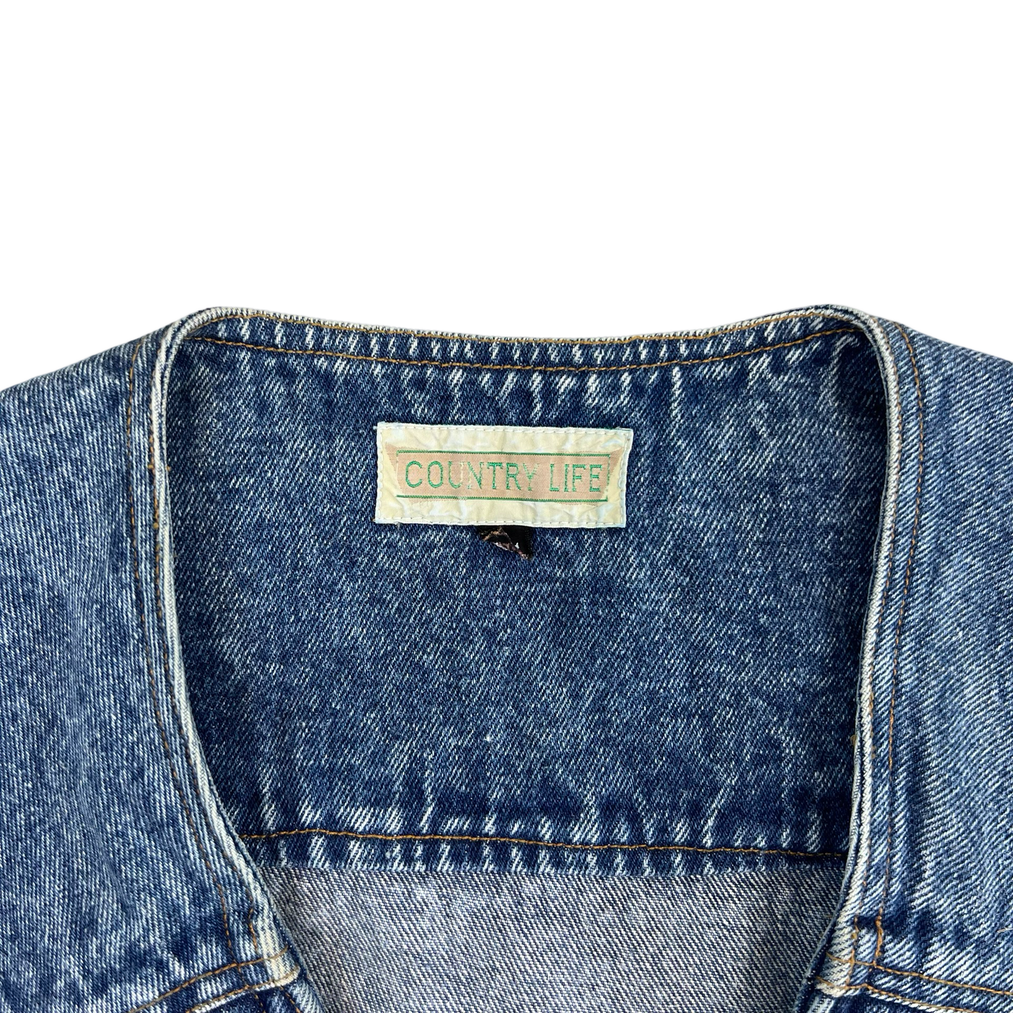 Vintage Acid Wash Blue Denim Utility Vest L