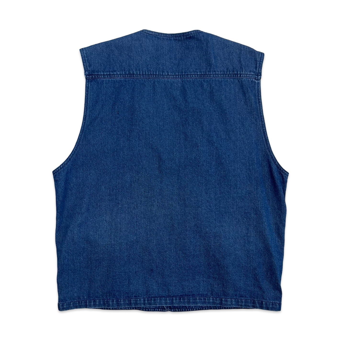 Vintage Blue Denim Utility Vest L