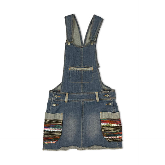 Vintage Denim Dungaree Dress 8 10