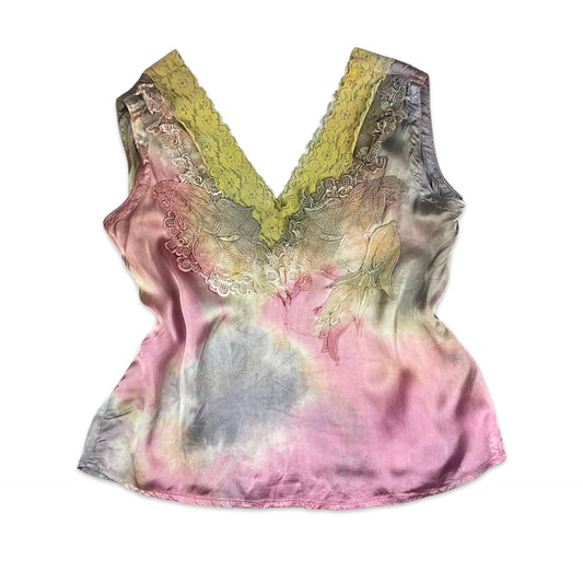 90s Y2K Tie Dye Lace Top 12 14 16