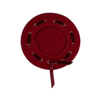 Vintage Red Velvet Ribbon Beret
