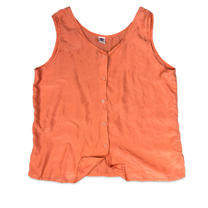 Vintage C&A Sleeveless Silk Peach Blouse 14