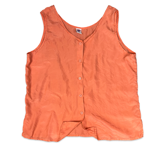 Vintage C&A Sleeveless Silk Peach Blouse 14