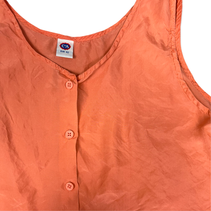 Vintage C&A Sleeveless Silk Peach Blouse 14