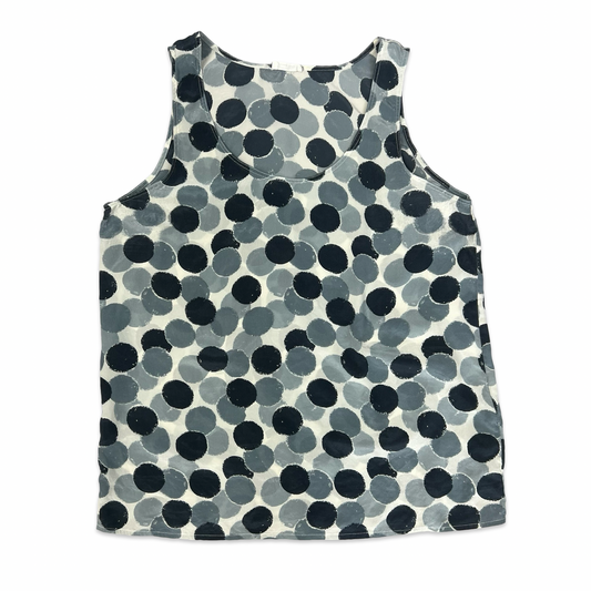 Sleeveless Grey Spot Print Silk Blouse 12