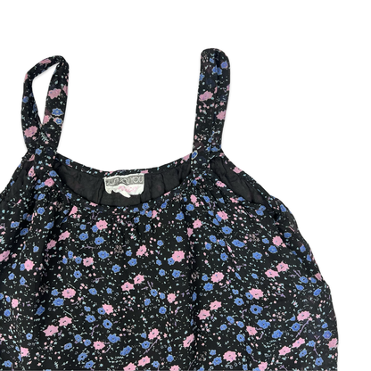 Vintage Black & Purple Floral Print Strappy Top 8