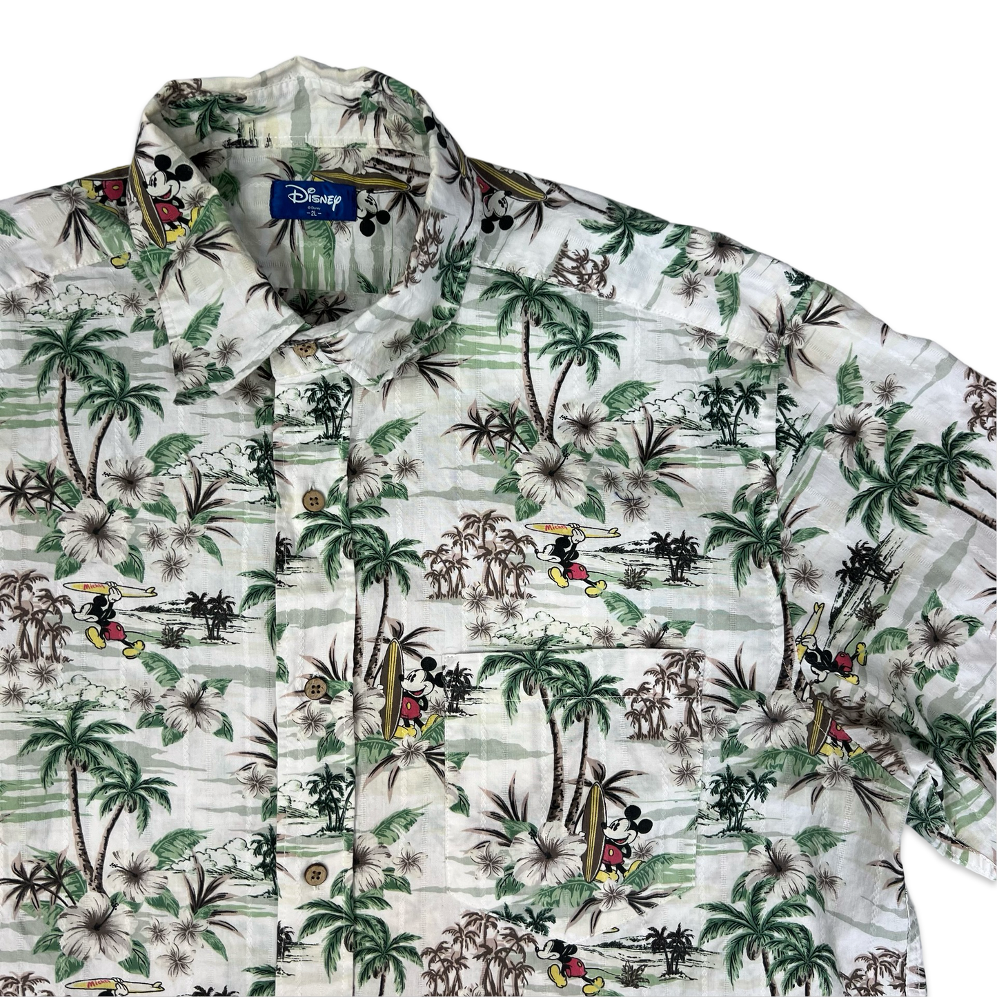 Disney Mickey Mouse Print Aloha Shirt XL