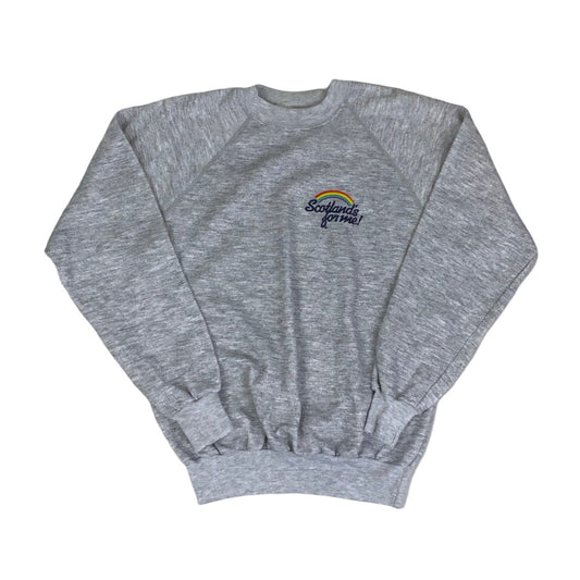 Vintage 90s 'Sweat Trends' Grey 'Scotland's for me!' Spell-Out Graphic Sweatshirt S M