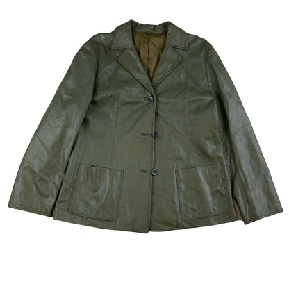 Vintage Green Real Leather Jacket XS S