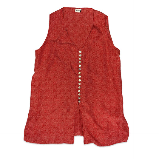 Vintage Red & White Polka Dot Silk Blouse 16 18
