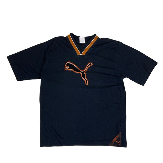 Vintage 90s V-neck PUMA Black & Orange T-Shirt M L
