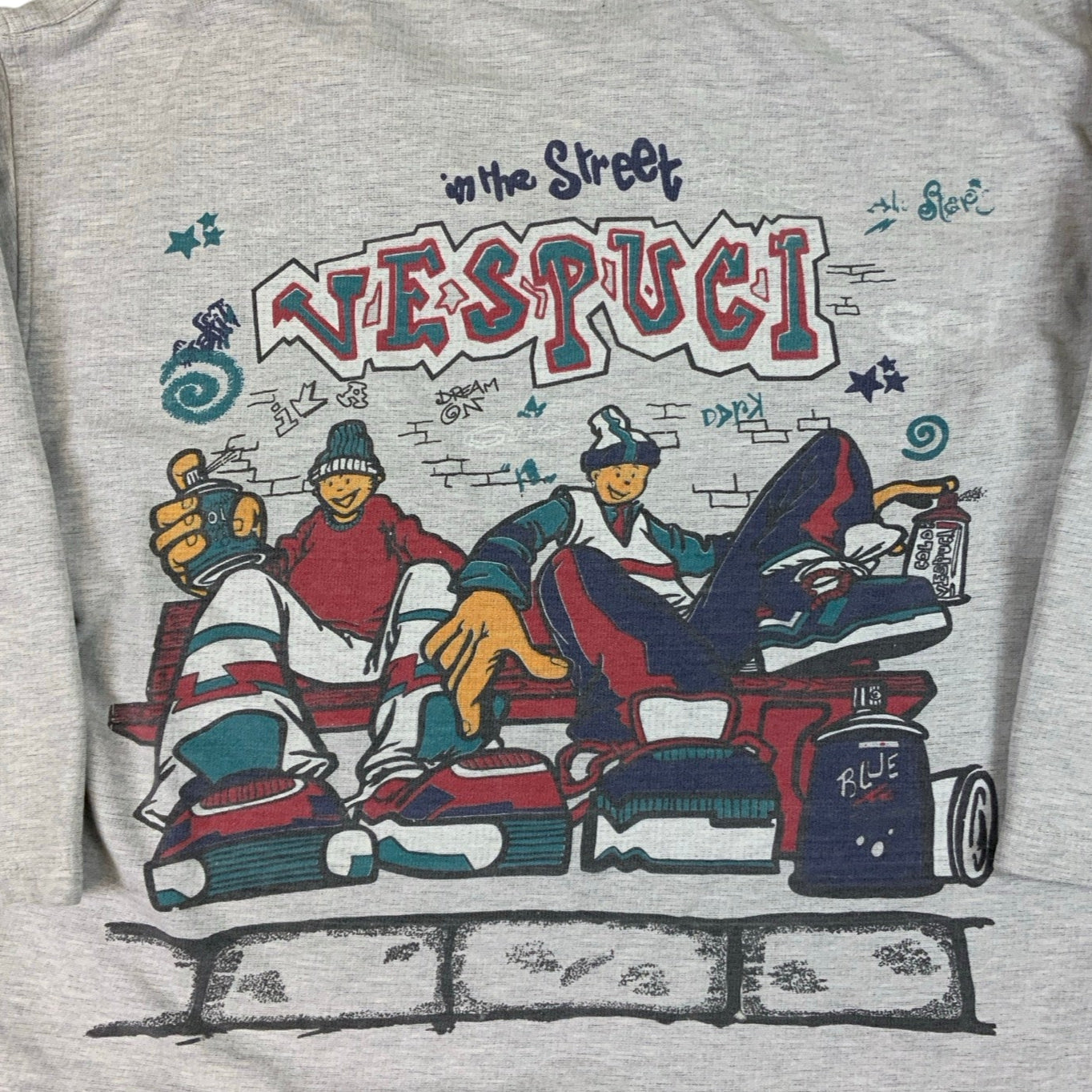 Vintage 90s Hiphop Graffiti Grey Sweatshirt M L