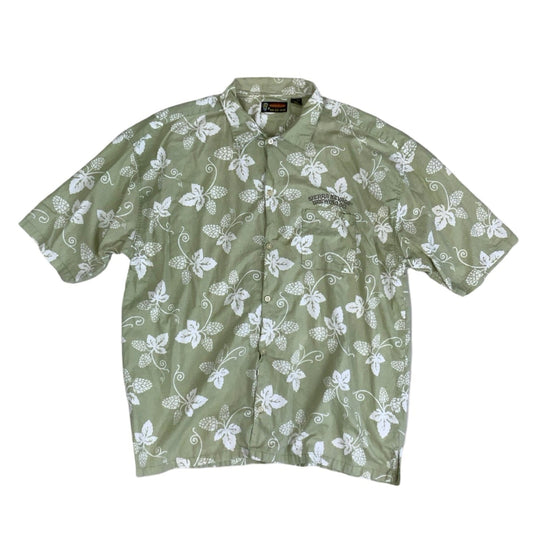 Vintage 90s 'Sierra Nevada Brewing Co.' Green Hawaiian Floral Short Sleeved Shirt XL 2XL