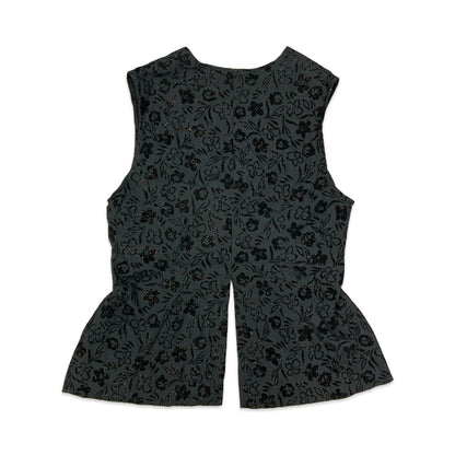 Vintage Black Glittery Floral Waistcoat 16