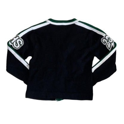 Vintage Green Black White Broadway Supply Cheerleader Cardigan S 10 12