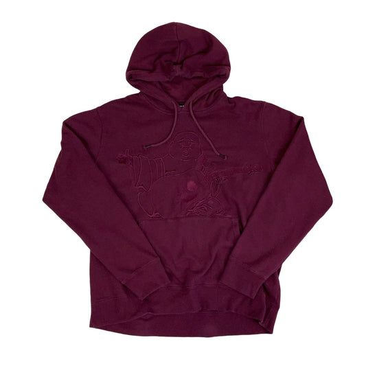Vintage 90s True Religion Burgundy Red Happy Buddha Hoodie XL 2XL