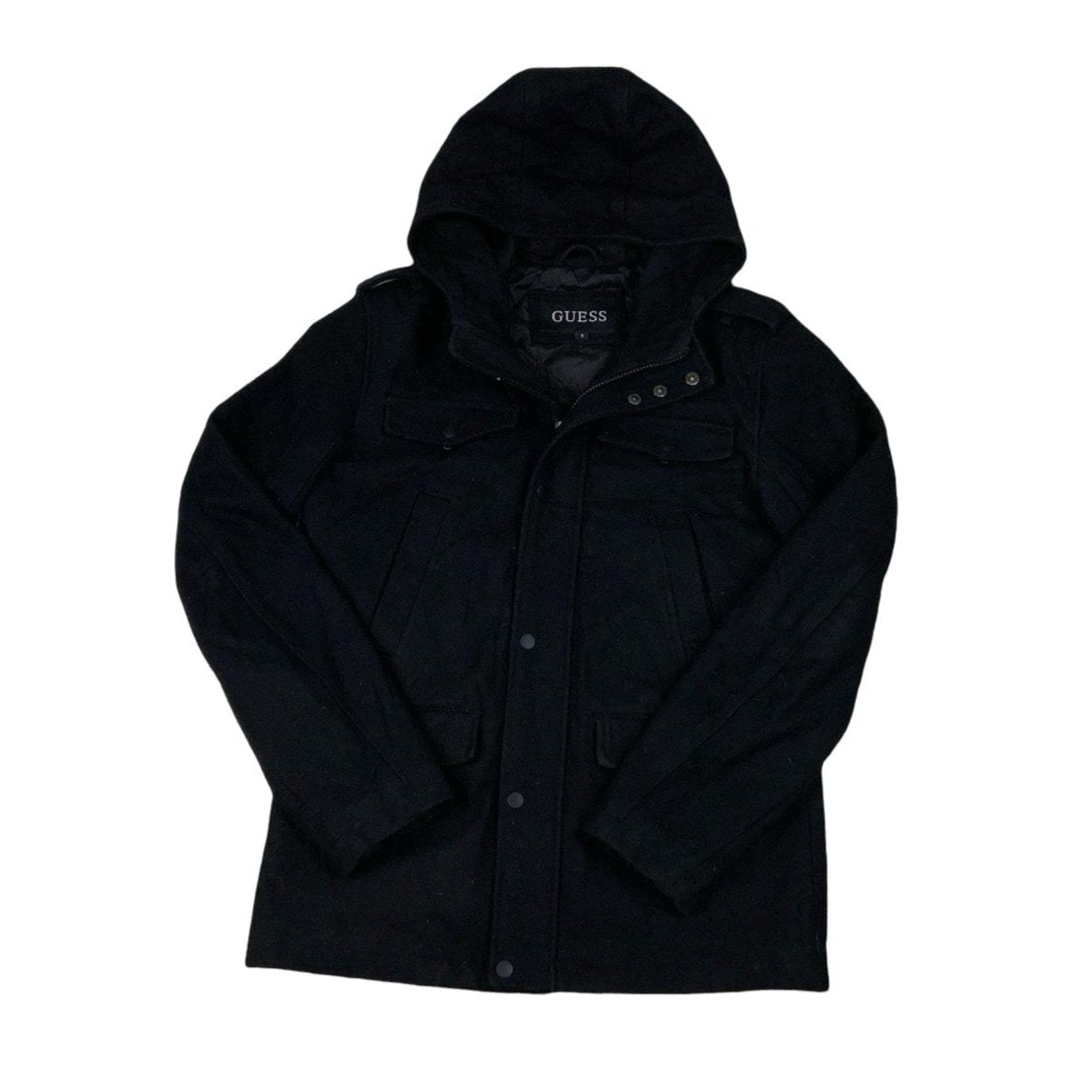 Vintage 1990s Guess Black Coat Outdoor Jacket Large