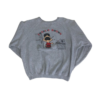 Vintage 'Peanuts' Grey 'Charlie Brown' Cartoon Characters Graphic Sweatshirt M L