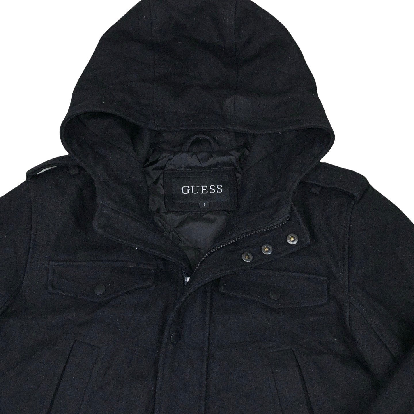 Vintage 1990s Guess Black Coat Outdoor Jacket Large