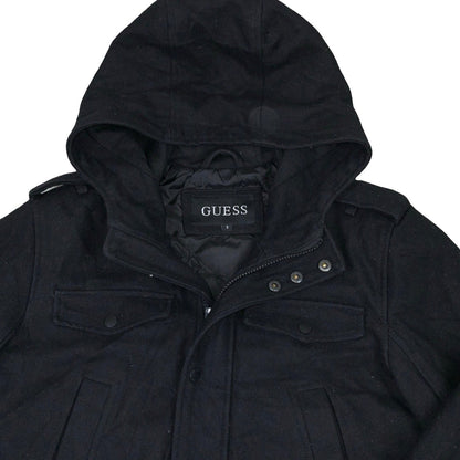 Vintage 1990s Guess Black Coat Outdoor Jacket Large