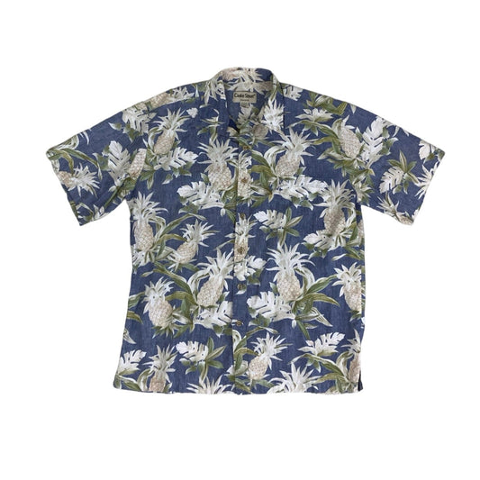 Vintage 90s 'Cooke Street' Blue Hawaiian Pineapple Short Sleeved Shirt M L