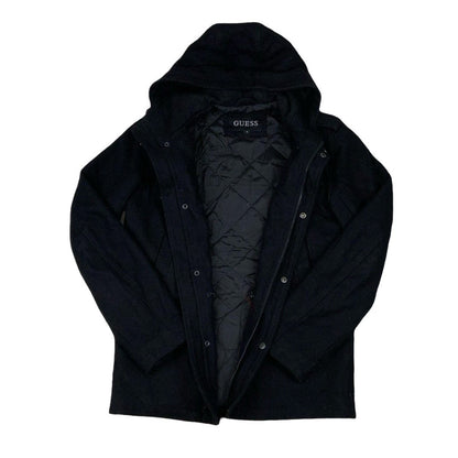 Vintage 1990s Guess Black Coat Outdoor Jacket Large