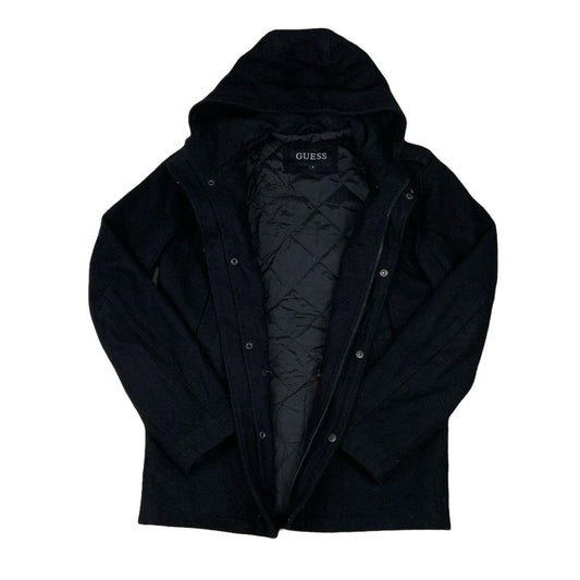Vintage 1990s Guess Black Coat Outdoor Jacket Large