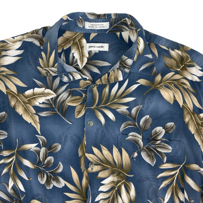Vintage 'Pierre Cardin' Blue Hawaiian Floral Short Sleeved Shirt M L