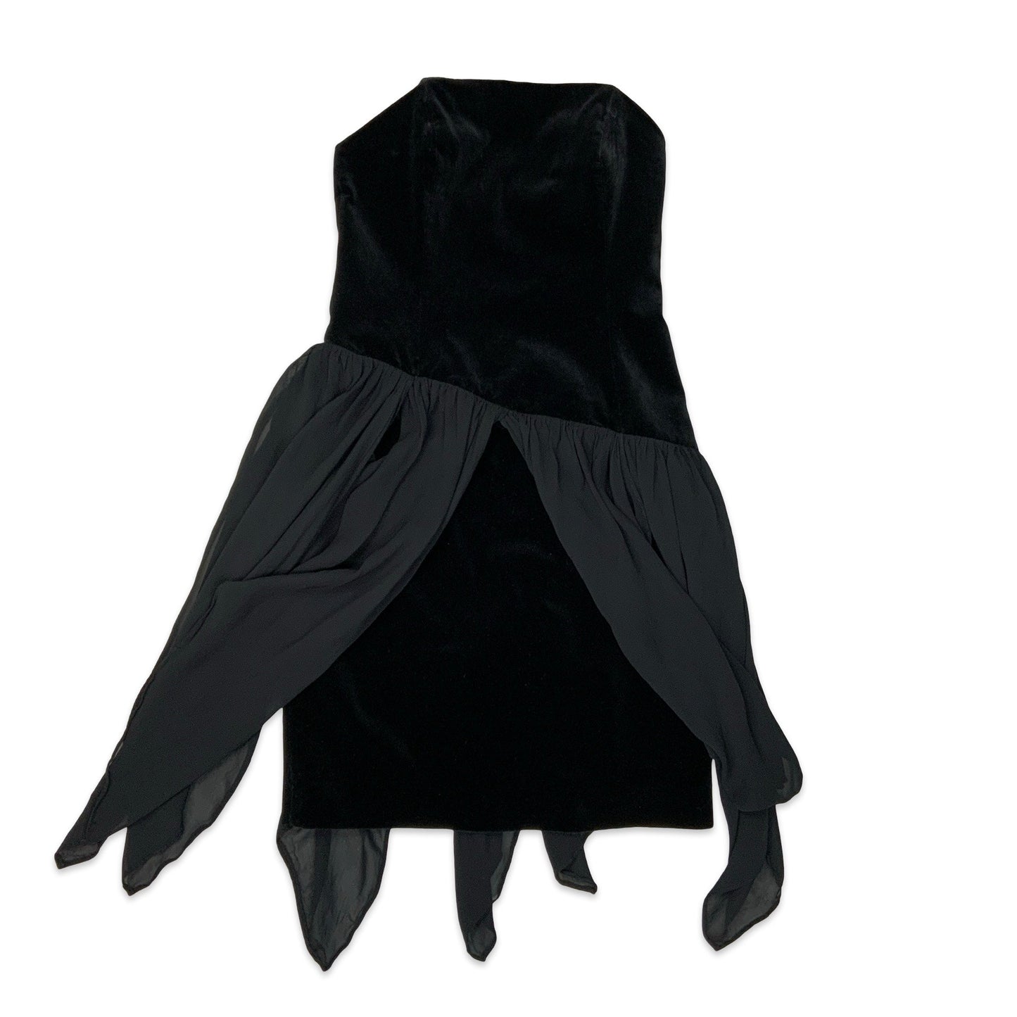 Vintage Black Velvet Laura Ashley Bandeau Dress 8