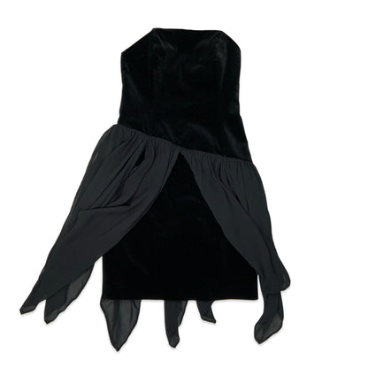 Vintage Black Velvet Laura Ashley Bandeau Dress 8