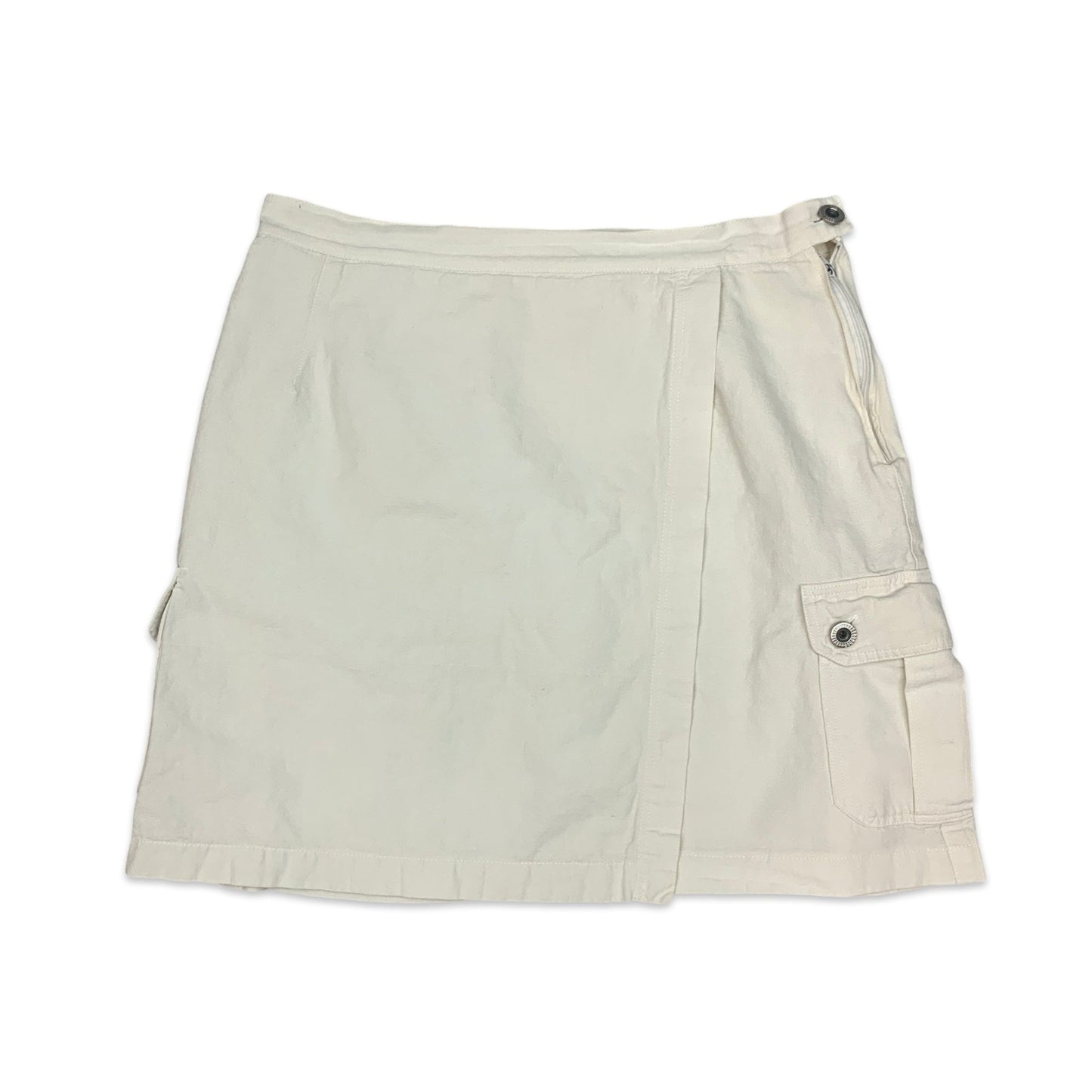 90s White Cargo Wrap Around Mini Skirt 14