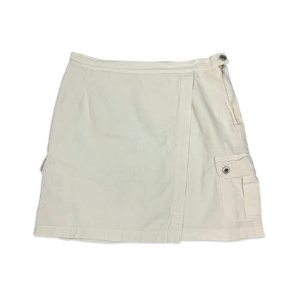 90s White Cargo Wrap Around Mini Skirt 14