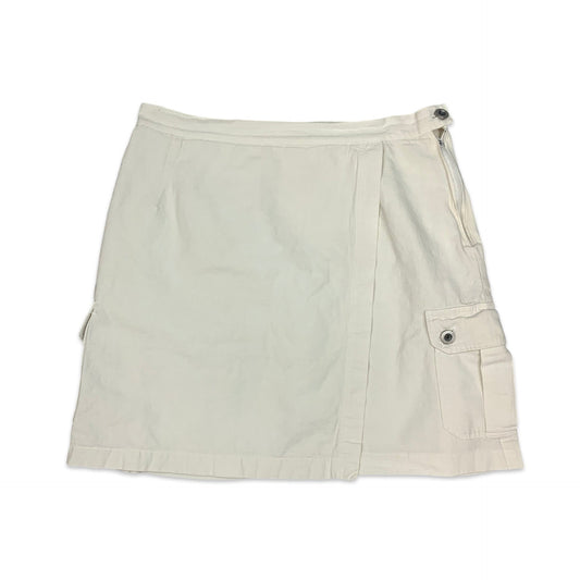90s White Cargo Wrap Around Mini Skirt 14