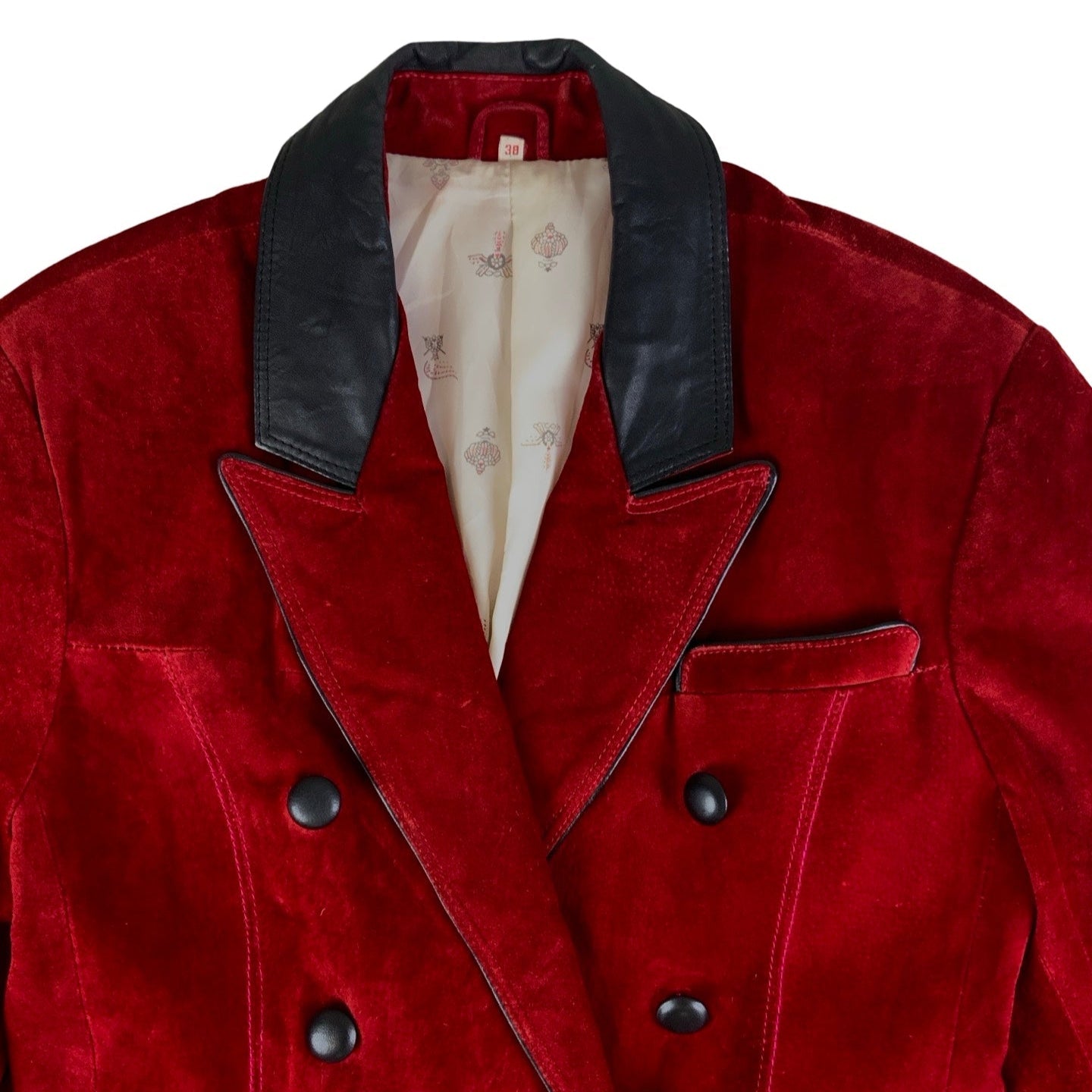 Vintage Double Breasted Suede Red Jacket
