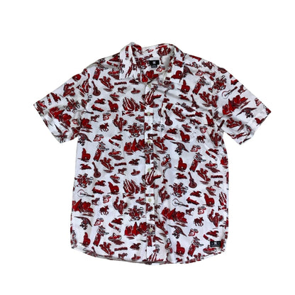 Vintage DC White Red Western Graphic Short Sleeved Shirt M