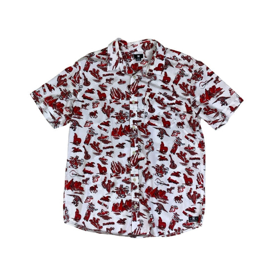 Vintage DC White Red Western Graphic Short Sleeved Shirt M