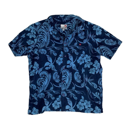 Vintage 'Quicksilver' Blue Hawaiian Floral Short Sleeved Shirt M L