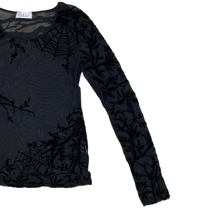 Vintage Y2K Black Lurex Witchy Gothic Web Top XS 6