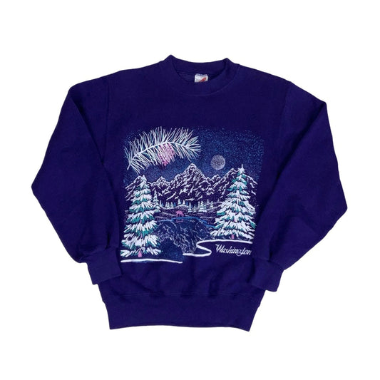 Vintage 90s 'Washington' Purple Christmas Graphic Sweatshirt XS