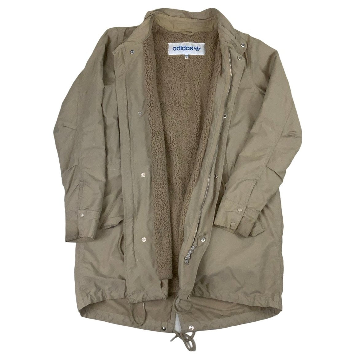 Adidas Y2K Beige Parka Fleece Lined Coat M 12 14 16