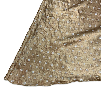 Y2K Gold & White Ditsy Floral Maxi Skirt 8 10 12
